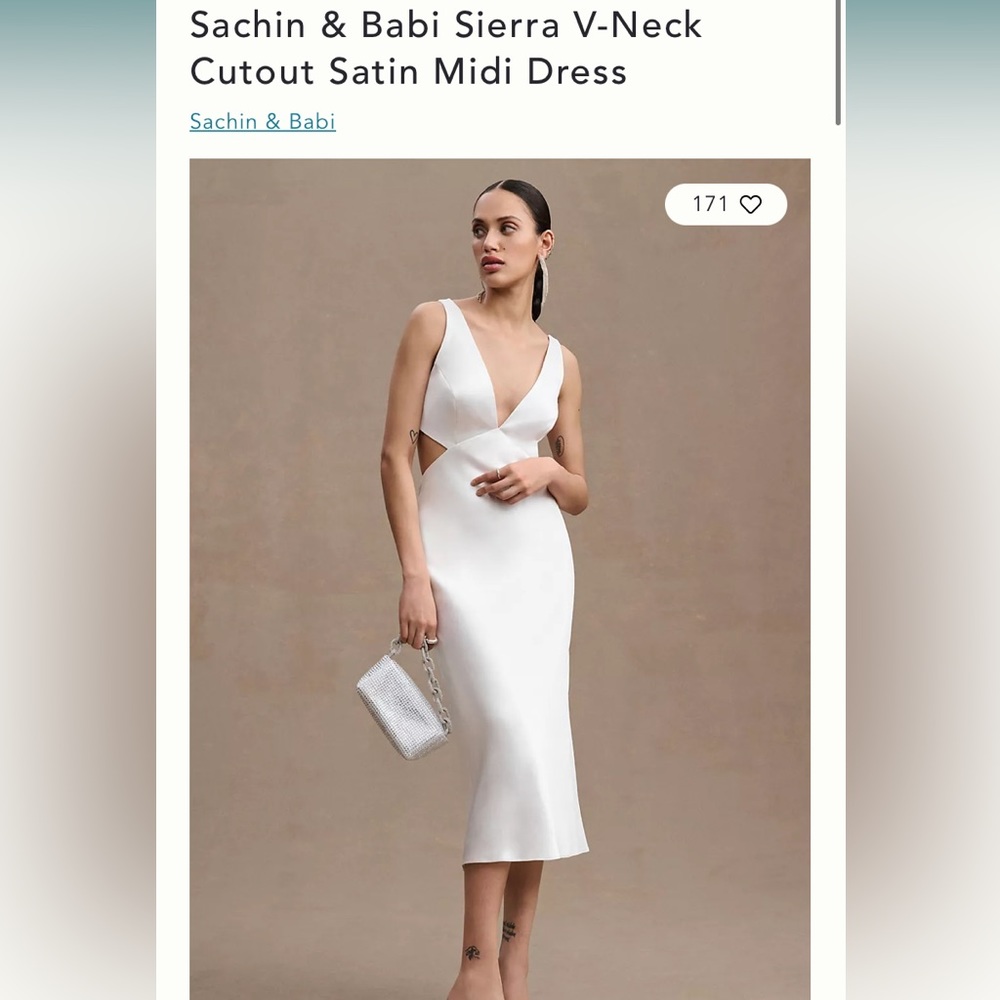 Sachin & Babi Sierra V-Neck Cutout Satin Midi Dress